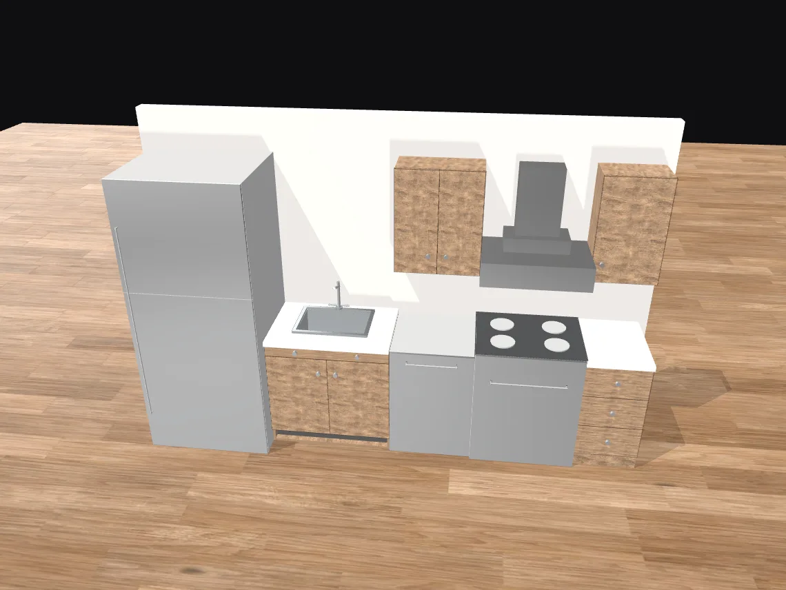 Illustration of a Single-wall kitchen layout